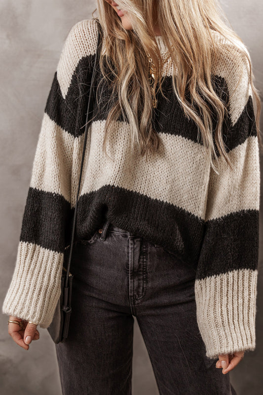 Jet Stream Colorblock Loose Pullover Sweater